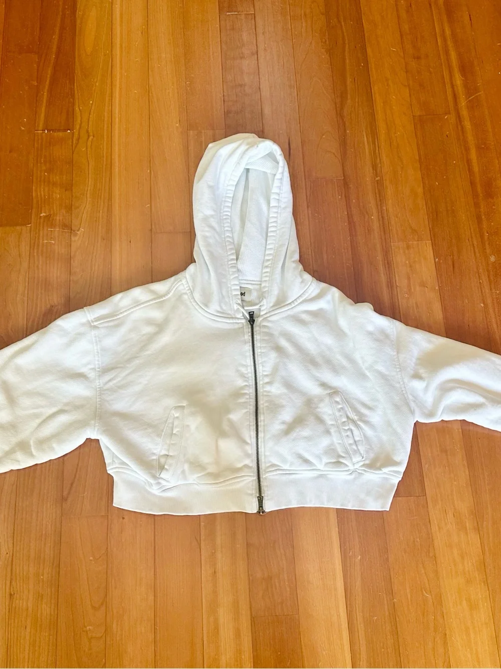 Elwood White Cropped Zip-Up Hoodie - Picture 1 of 9